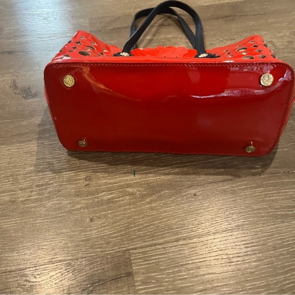 Spartina 449 Daisy Dash Vibrant Red Laquer Tote medium size leather EUC - Picture 2 of 7